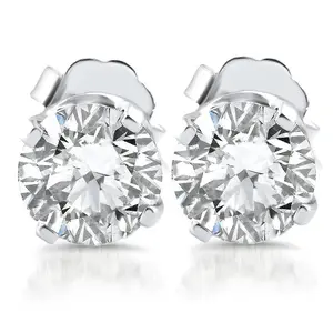 1.10ct Diamond Studs 14k White Gold Clarity Enhanced