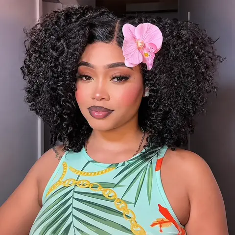 [Burmese Twist Out Curly Or 4C Baby Hair Wig] Menglle Glueless 7x6 Lace Front Wig 250% Density Kinky Curly/Jerry Curly With Burmese Bounce Ends And Layered Twist-Out Design Or 4C Baby Hair Wig Natural Black Wig#SohoChic