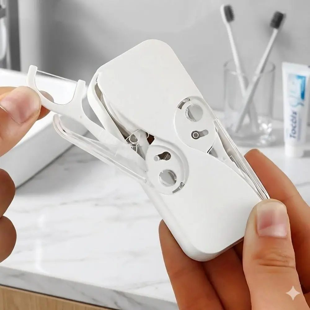 Portable Dental Floss Dispenser for Travel, Camping, Car, Home - Reusable, Hygienic Storage Case with Floss Threader, Compact, Dustproof, Moisture-Resistant Holder, Dental Accessories