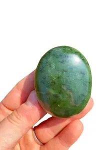 Nephrite Jade Palm Stone - Polished Stone Oval