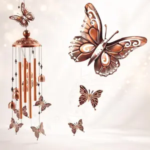 Wind Chimes Outdoor Clearance, Butterflies  Tube Windchime with S Hook,Patio Garden Decor, Housewarming .