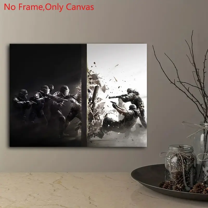 1 piece/set frameless canvas painting print poster, Canvas prints, Graphic prints, Classic realistic art, Tom Clancy's Rainbow Six Siege Good vs Evil, perfect gift for video game lovers, ideal for home & office, wall decor