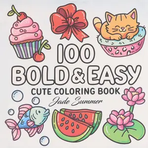 Cute Adult & Teenage Stress Relief Coloring Book, Quality Paper, Simple Comfortable Diverse Themes Animal Flower Food Designs, Beginner Friendly, Perfect Gift for Birthdays and Holidays, Drawing Paper Craft