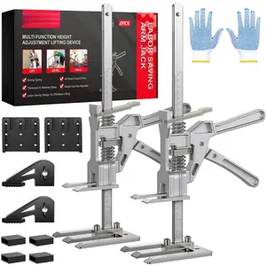 Labor Saving Arm Jack 2 Pack, 10" Height-Adjustable All-Metal Hand Lifting Jack Tool for Furniture, Door, Window, Cabinet and Drywall Installation