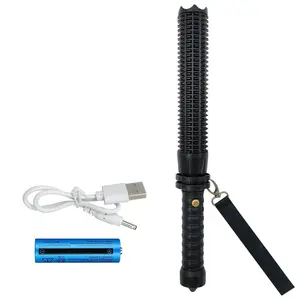 telescopic Rechargeable Self-Defense Flashlight Perfect for Pet Walking, Portable, Survival, Outdoors adjustable brightness flash light (Black)