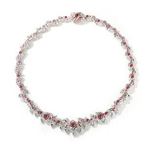 Hip Hop Exaggerated Spikes Parasitic Red Eyes Thorns with Zirconia Necklace Accessories for Bold Fashionistas