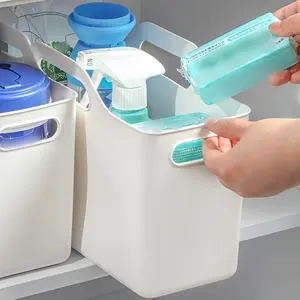 Home Plastic Storage Basket, Desktop Cabinet Organizer, Rectangular Small Basket, Japanese Style Transparent Bathroom Storage Bin