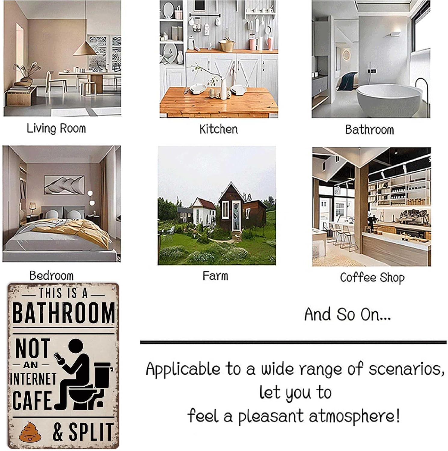 Funny Bathroom Sign “This Is A Bathroom Not An Internet Cafe”, Vintage Metal Tin Wall Art 8x12 Inch for Home Farmhouse Washroom, Rustic Moisture Resistant Decor, Pre-drilled Ready to Hang, Humorous Housewarming Birthday Gift Idea