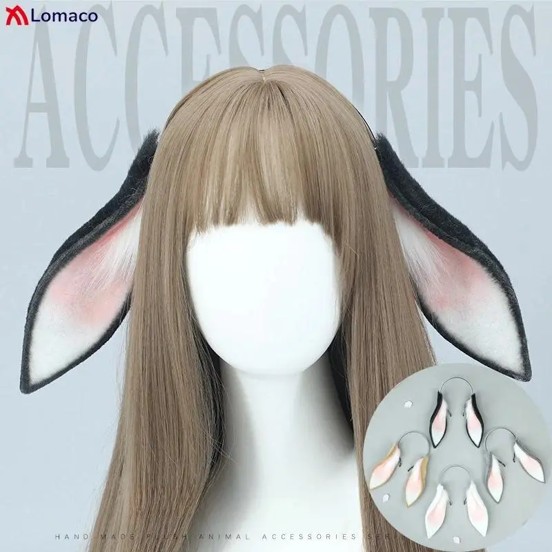 Plush Bunny Hare Ears Hairbands Loppy Eared Rabbit Hair Hoop Fluffy Bunny Tail Cute Women Cosplay Accessories Fursuit Props