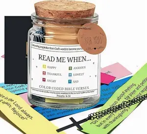 Bible Verse Jar, Glass Scripture Prayer Jar, Room Decor, Bedroom Decor, Strength and Hope For every Situation, Mother & Father's Day  Religious Tin