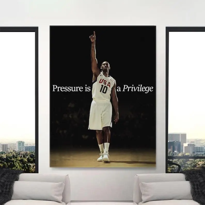 Kobe Bryant Wall Art Pressure is a Privilege Motivational Quote Poster For Teen Boy Dorm Room Decor Basketball Poster Print Unframed Sport Office Prints