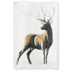 360 Stand Twin Size Duvet Cover - Decorative Elegant Deer Print Abstract Wildlife Theme, Soft Fabric Microfiber Face, Warmth-Boosting Machine Washable Bedding Linen for Interior Style Twin Size Beds, Comfortable Duvet Covers