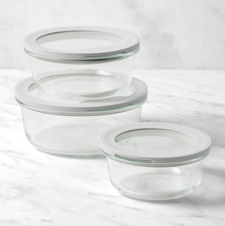 Hold Everything 6-Piece Round Glass Food Storage Set | Airtight Lids, Microwave & Freezer Safe