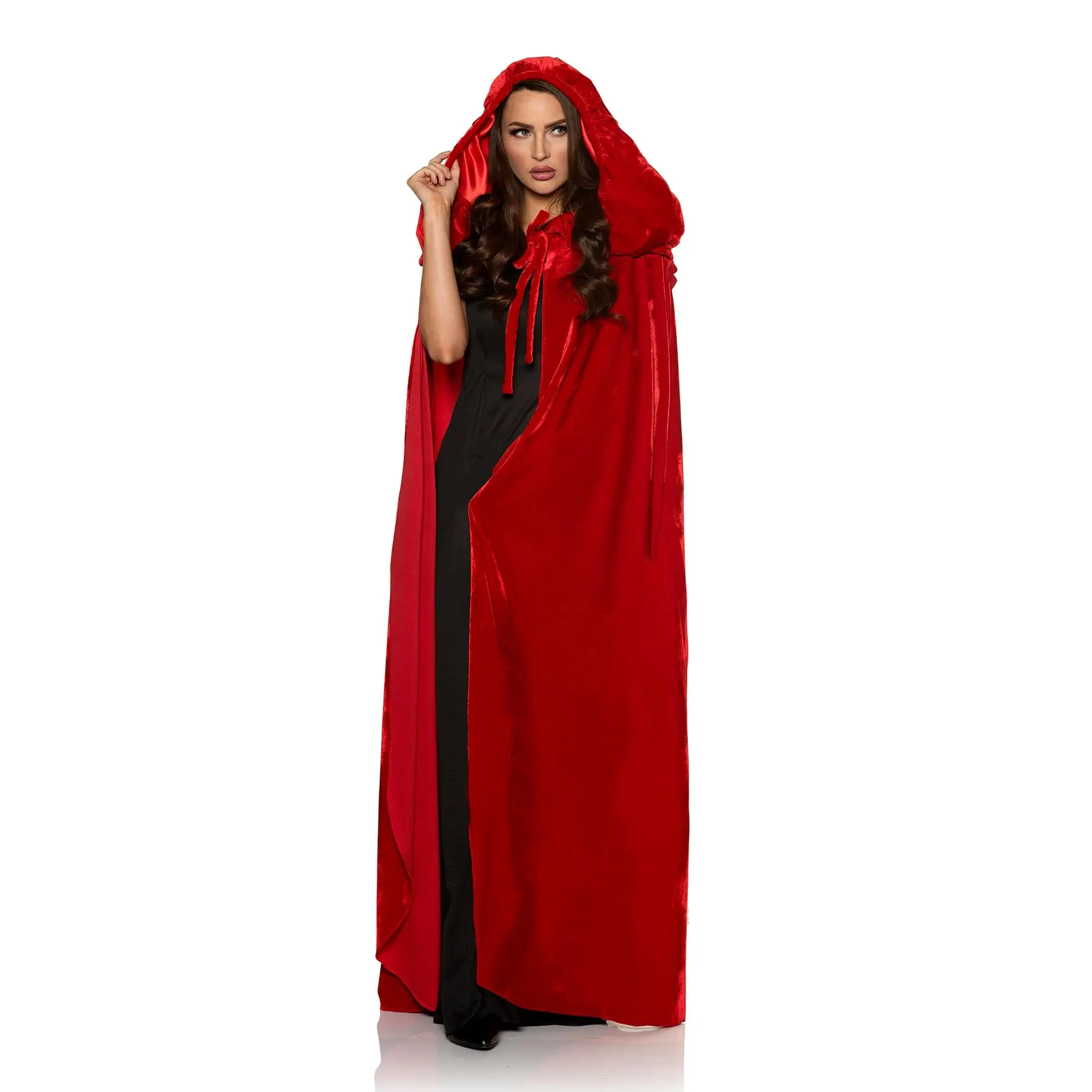 Women's Red Tulle Costume Cape, Long Sheer Fabric Halloween Costume Accessory with an Extended Hood for Ladies, Accessories, Fabrics, Lady