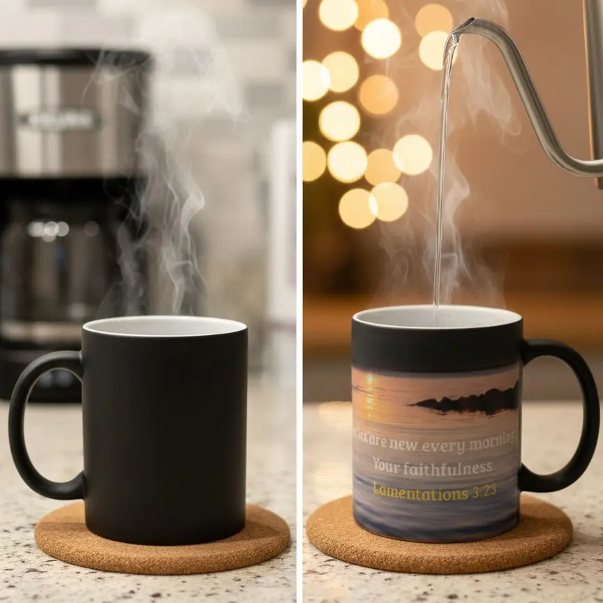Custom Magic Mug Personalized Bible Verse Heat Reveal Cup 11oz Thermochromic Ceramic Photo Color Changing Christian Gift Secret Message Premium Matte Finish
