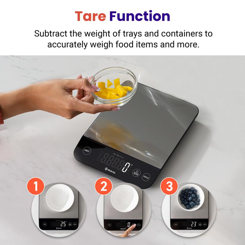 Etekcity Food Kitchen Scale 22lb, Digital Grams and Oz for Weight Loss, Baking and Cooking, 0.05oz/1g, Waterproof, Rechargeable, 304 Stainless Steel
