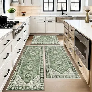 Bohemian Style European Design 3-Piece Kitchen Set, Kitchen Runner Rug, Easy Maintenance & Soft Texture, Ideal for Entryway/living/dining Areas