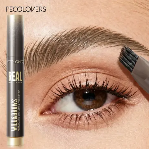 1PC Double-Effect Brow Pencil, Eyebrow Products, Waterproof Eyebrow Makeup, Volumizing Eyebrow Enhancer, Multi-Bristle Design, Precise Hairline Filling, Waterproof & Smudge-Proof Longwear, Fluff Technology for Blending, Transformation for Beginners