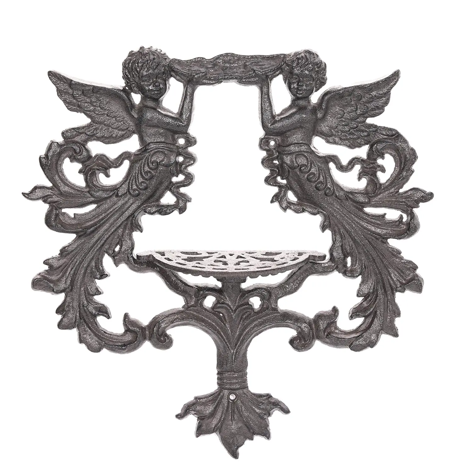 Sungmor Vintage Cast Iron Wall-Mount Candle Sconce - Antique White Cherub Candle Stick Holder, Decorative Accents Candleholder, Victorian Home Decor Interior Decoration Accessory for Living Room