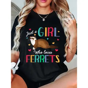 100% Cotton Just A Girl Who Loves Ferrets Shirt Ferret Gift T-Shirt