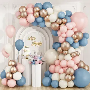 144pcs Gender Reveal Balloon Arch Kit in Dusty Blue & Light Pink with Mixed Size Latex Balloons