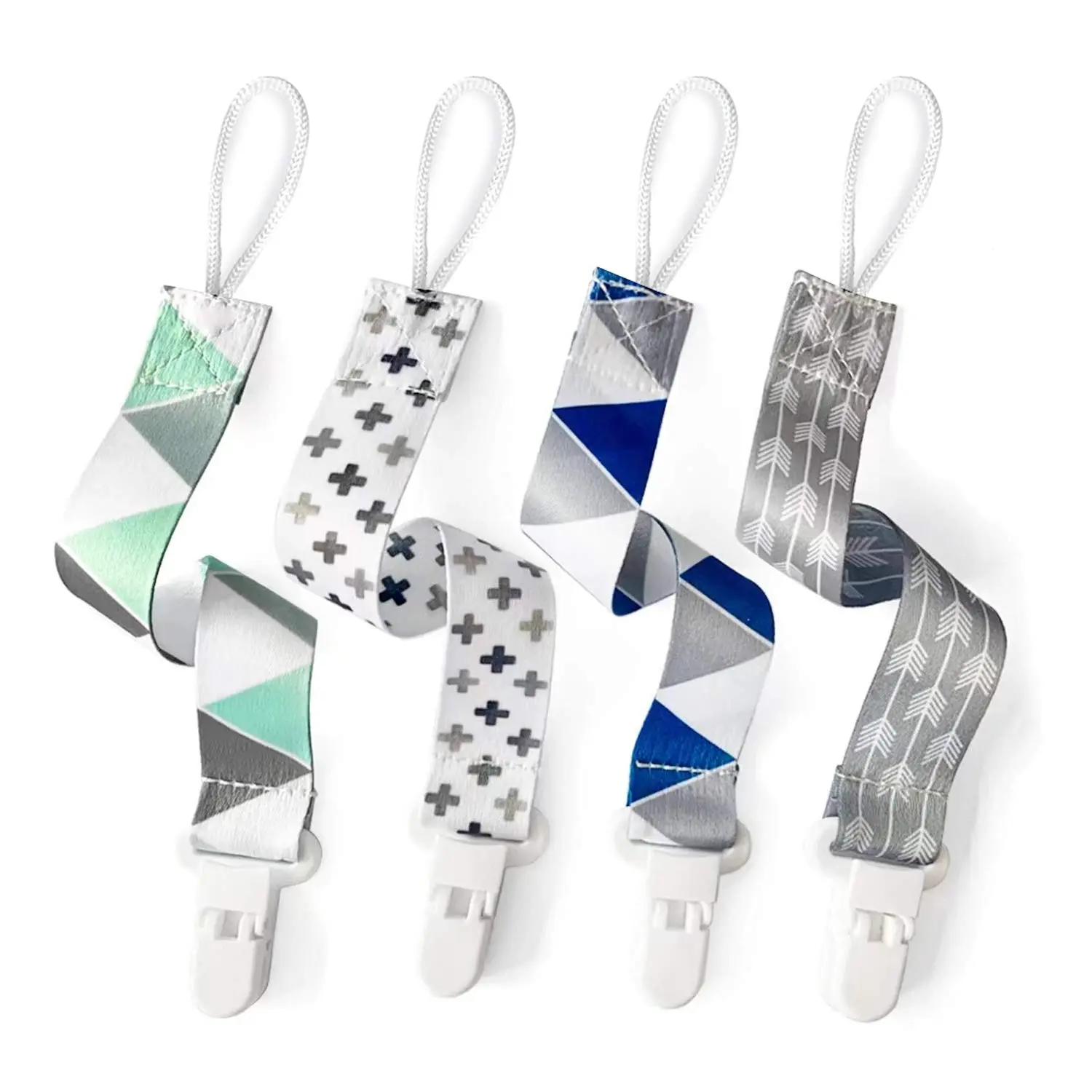 4-Pack Solid Color Pacifier Clips for Baby, BPA-Free Polyester Strap with Secure Metal Clip, Universal Loop for Teethers & Toys, Baby Shower Gift, Newborn, Thoughtful Gift For Baby Showers