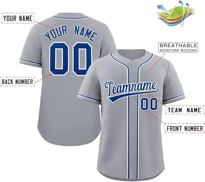 Custom Baseball Jersey Stitched Personalized Baseball Shirt - Sports Uniform for Men, Women, Boys, Customizable Fit and Design Options