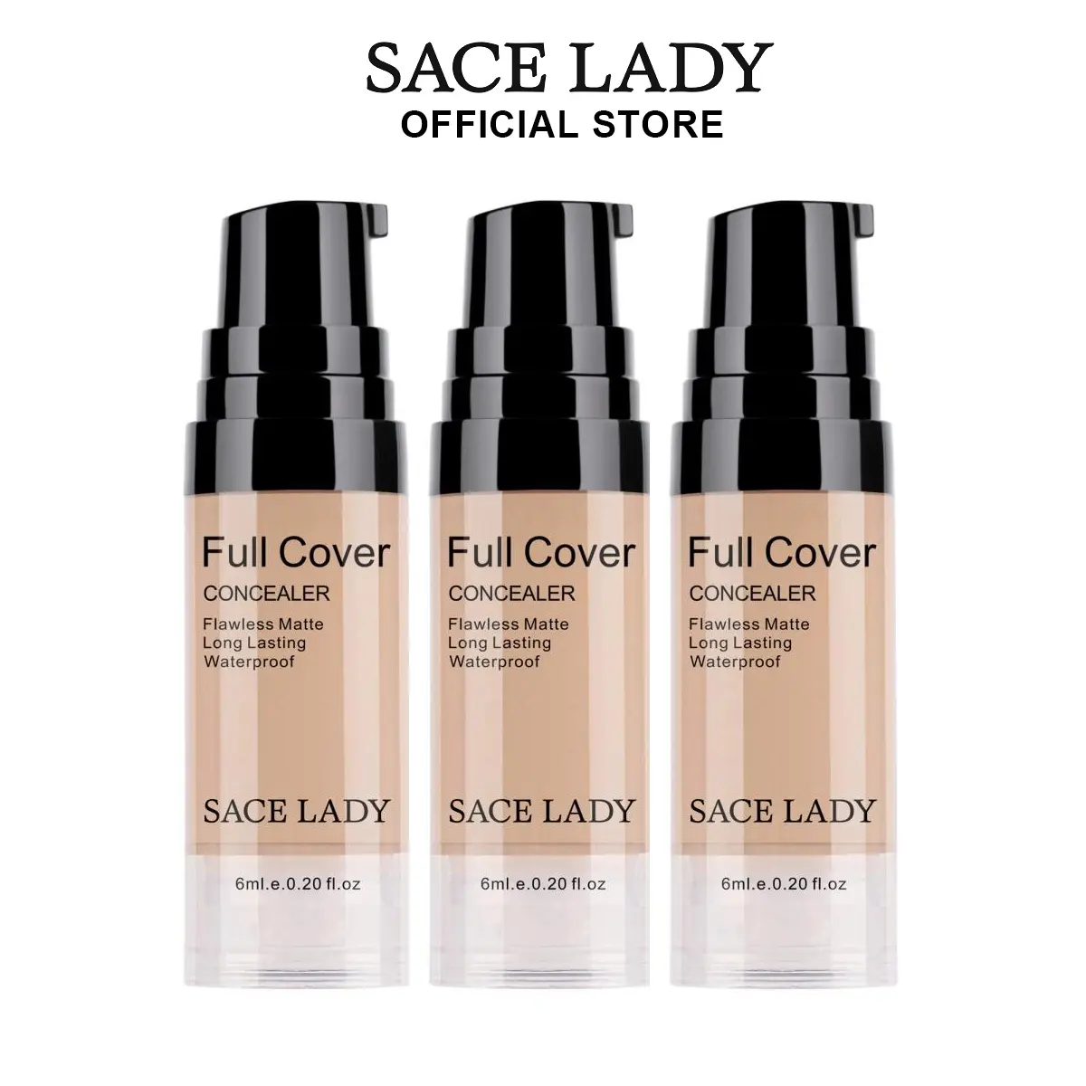 SACE LADY 3Pcs Full Coverage Liquid Concealer Set Waterproof Matte Flawless Creamy Foundation Concealer For Eye Dark Circles Spot Face Makeup Kit