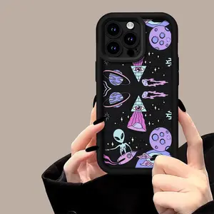 Featuring an Alien Space Pattern That Is Both Drop-Resistant And Case for iPhone 17 Pro Max 16 16e 15 14 Plus 13 12 Mini 11 Air X XS Pattern Soft TPU Rubber Camera Protection Rugged Mobile Phone Cover Gift 2D printing