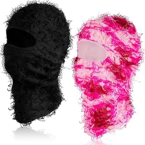 2 Pack Adult Distressed Balaclava Ski Mask Full  Knitted Balaclava Windproof Cool Ski Mask for Cold Weather