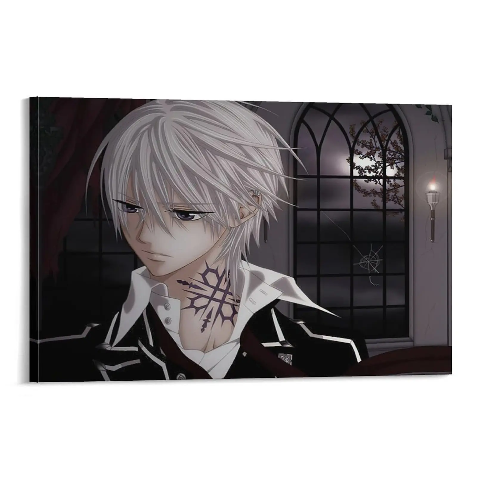 Vampire Knights Anime Character Pattern Canvas Wall Art Print, Multi-Size Retro Home Decor - 12x18inch(30x45cm),16x24inch(40x60cm),20x30inch(50x75cm) - Ideal for Bedroom, Gift for Anime Lovers, Customizable, Decorative