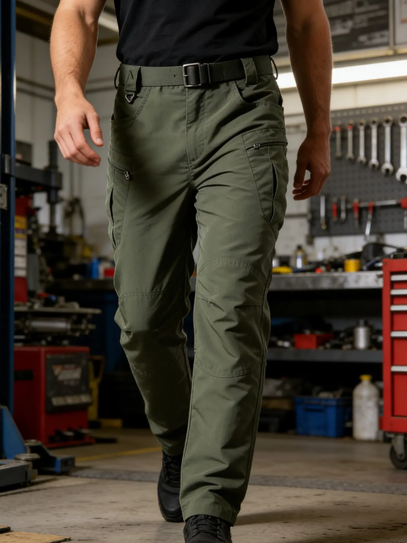 Men's Tactical Pants, Multi-Pocket Design, Durable and Stable, Fitted Style, Suitable for Outdoor Activities, Spring and Summer, No Belt Included