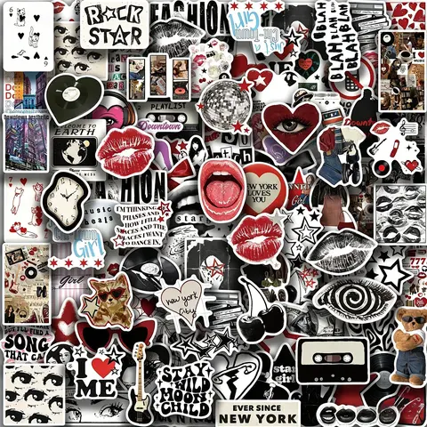 100 Pcs Y2K Downtown Stickers, Cool Aesthetic Sticker Packs, Decals for Journal, Laptop, Decor & Gifting, Stickers for Scrapbooking