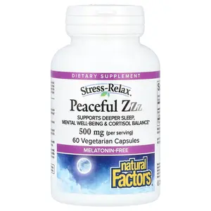 Natural Factors Stress-Relax®, Peaceful ZZZ, 60 Vegetarian Capsules (250 mg per Capsule)