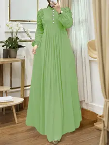 Women's Casual Fashion Round Neck Long Sleeve Long Dress, Elegant Loose-Fitting Solid Pattern, Spring & Fall Wear, No Pockets, Long Sleeve Dresses
