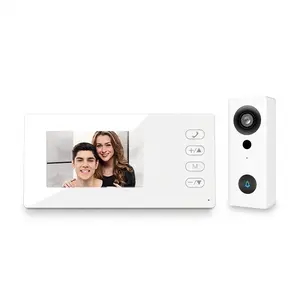 Video Doorbell Camera with Display Screen 2.4G Wireless 4.3 Inch IPS Screen Video Door Phone Camera Kits Night Viewing 2-Way Intercom for Villa Home Office Apartment (White)