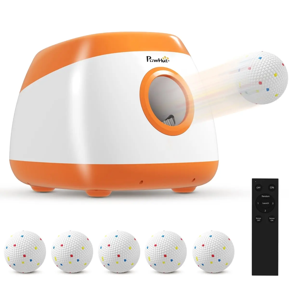 212 Main D03-006V00OG PawHut Automatic Dog Ball Launcher with 26-79 ft. Distance - Automatic Ball Launcher for Medium & Large Dogs - Orange
