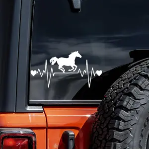 Horse Running Heartbeat Decal Vinyl Sticker Auto Car Truck Wall Laptop| White| " x "