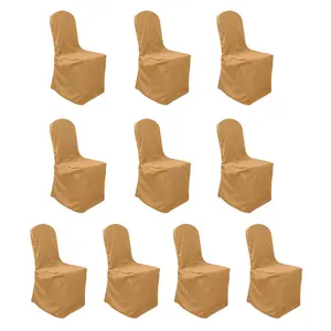 10 Pack Polyester Chair Cover for Banquet Chairs Gold - Stain-Resistant Reusable Slip-On Slipcover