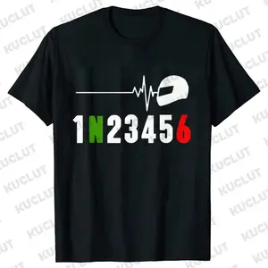 1N23456 Motorcycle Gear Heartbeat T Shirt Men Tee Shirt Mountain Rider Moto Bike T Shirts Men Women T-Shirt Short Sleeve Tops