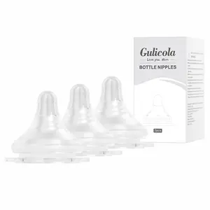 Gulicola Natural Flow Baby Bottle Silicone Nipple , Anti-colic Nipple, 0+ Months, 3 Counts