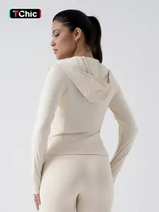 Women's Hooded Sports Yoga Jacket with Pockets, Stretch Fabric and Full-Zip Design, Perfect for Yoga Workouts and Active Lifestyle