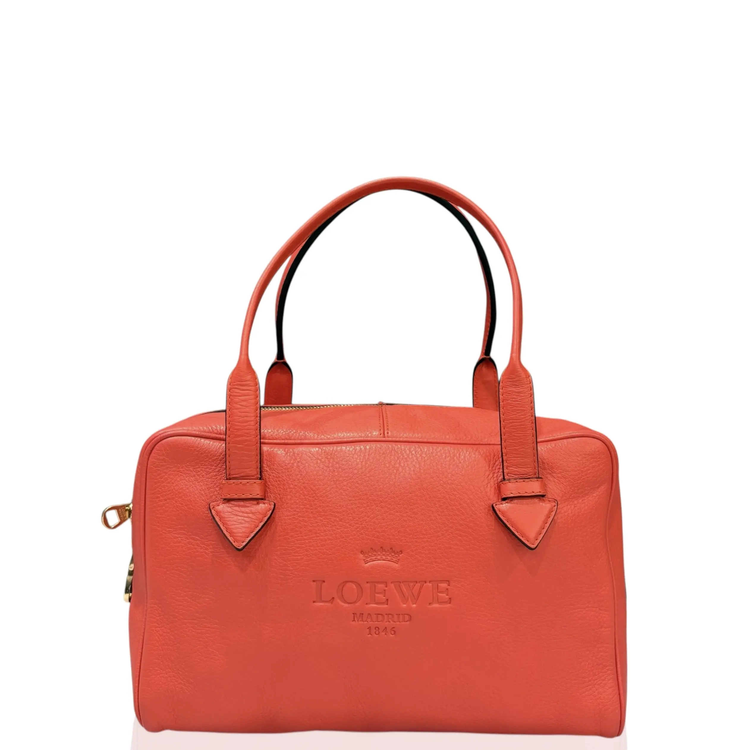 Pre-owned Loewe Leather tote bags Boston Bag Calfskin Red Orange (ya042326e4)