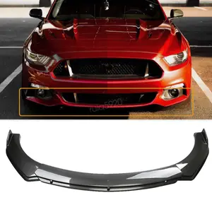 For 2015-2017 Ford Mustang Carbon Fiber Style Front Bumper Lip Spoiler Splitter