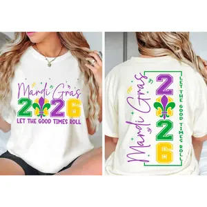 Mardi Gras Sweatshirt - Hoodie - TShirt, 2 Sided Mardi Gras 2026 Sweater, Carnival Tee, Fat Tuesday Shirts, Louisiana Sweat, Fleur De Lis, Mardi Gras Shirt