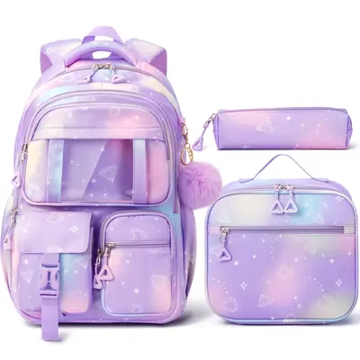 Newest Girls Book Bags School Backpack With Lunch Box For Primary - View #8