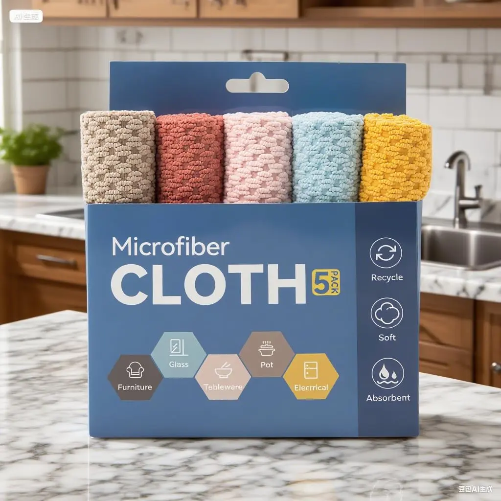 5 Pcs Microfiber Cleaning Cloths, 11.8 x 11.8 inch Microfiber Towels for Cars, Ultra Absorbent Car Washing Cloth, Lint Free and Reusable Cleaning Rags for Car, Kitchen, and Window