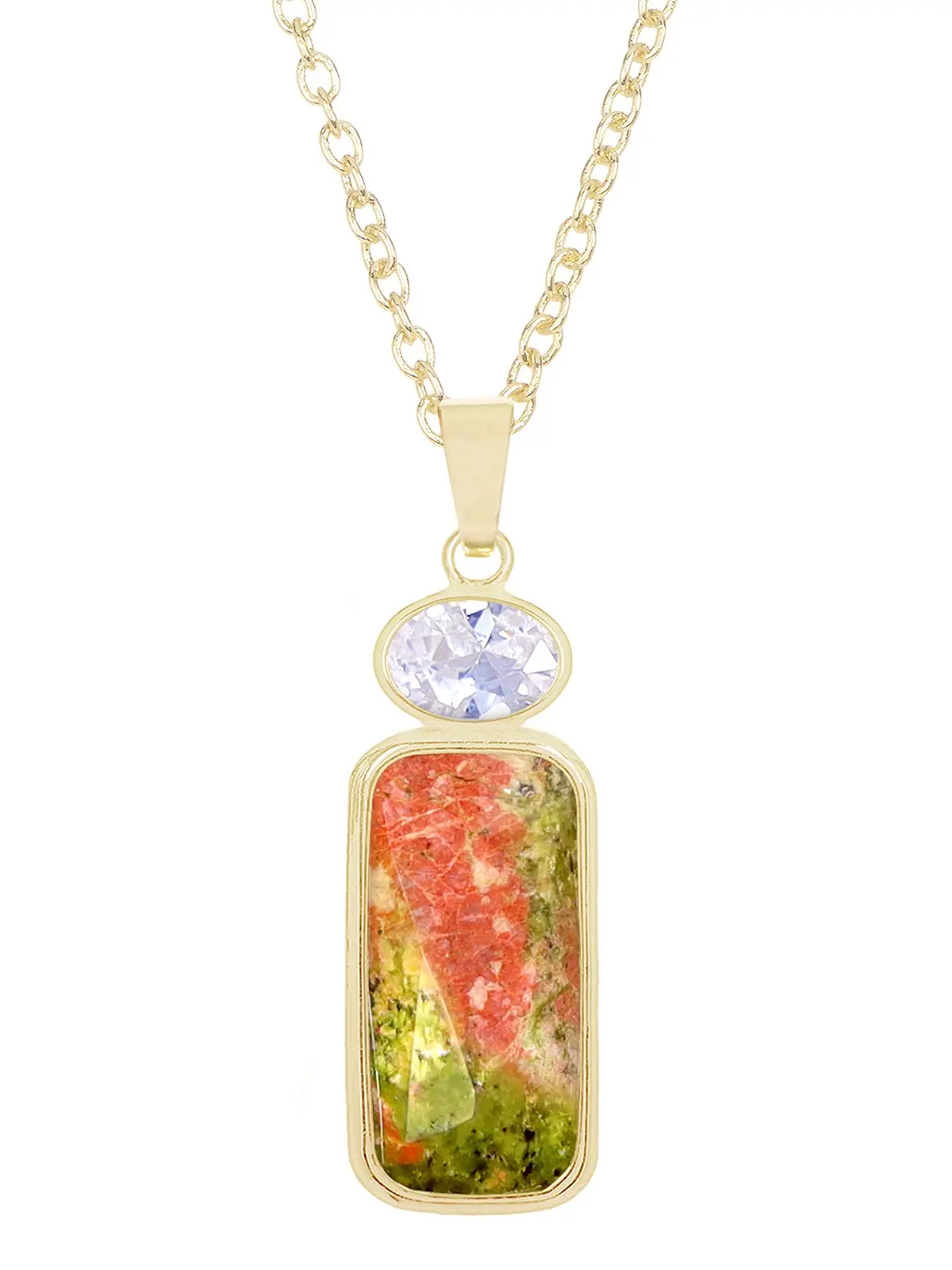 Unakite With Pendant Necklace, Natural Gemstone Jewelry For Women Gift, Unique Jewelry, Handmade Jewelry