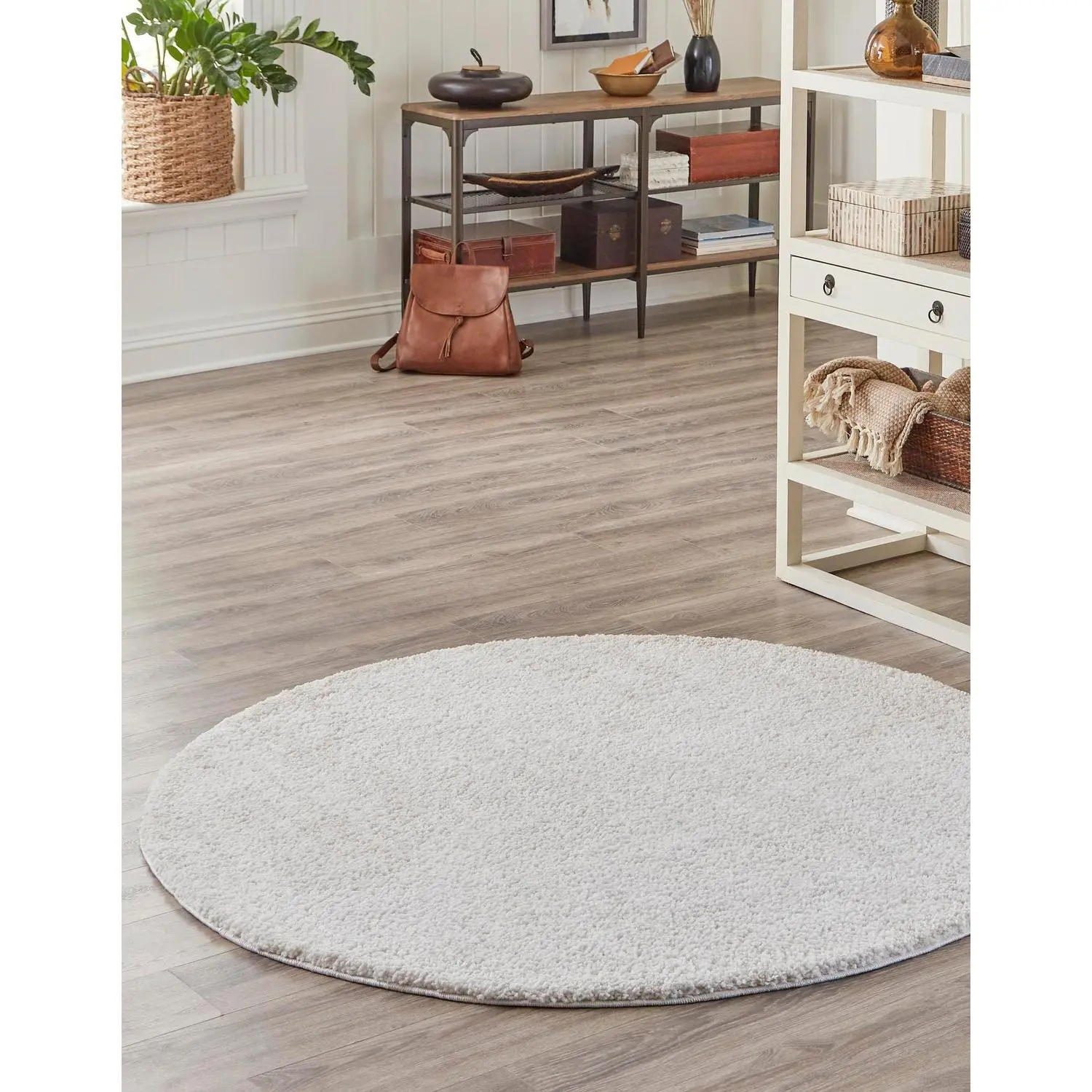 Jill Zarin Sea Salt White Shaggy Chic Contemporary Rectangle Rug, Elegant Living Room Home Decor Rug
