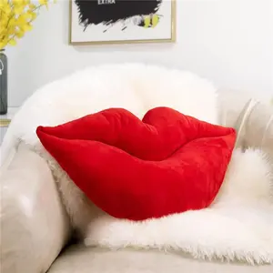 3D Large Lips Throw Pillows Smooth Soft Velvet Decorative Throw Pillows Love Pillows Cute Pillow 24 X 12 inches for Couch Sofa Bed Living Room Bedroom, Red